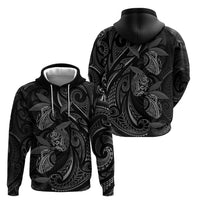 Hawaiian Mango Tribal Tattoo Hoodie Black White Pacific Traditional Pattern