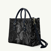 Hawaiian Mango Tribal Tattoo Leather Bag Black White Pacific Traditional Pattern