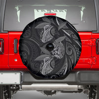 Hawaiian Mango Tribal Tattoo Spare Tire Cover Black White Pacific Traditional Pattern