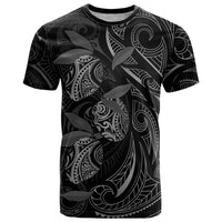Hawaiian Mango Tribal Tattoo T Shirt Black White Pacific Traditional Pattern