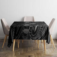 Hawaiian Mango Tribal Tattoo Tablecloth Black White Pacific Traditional Pattern