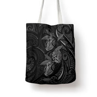 Hawaiian Mango Tribal Tattoo Tote Bag Black White Pacific Traditional Pattern
