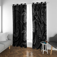 Hawaiian Mango Tribal Tattoo Window Curtain Black White Pacific Traditional Pattern