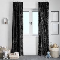 Hawaiian Mango Tribal Tattoo Window Curtain Black White Pacific Traditional Pattern