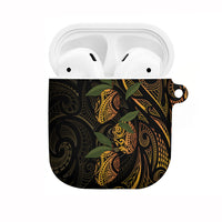 Hawaiian Mango Tribal Tattoo AirPods Case Gold Pacific Traditional Pattern