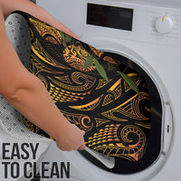 Hawaiian Mango Tribal Tattoo Bathroom Set Gold Pacific Traditional Pattern
