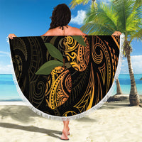 Hawaiian Mango Tribal Tattoo Beach Blanket Gold Pacific Traditional Pattern