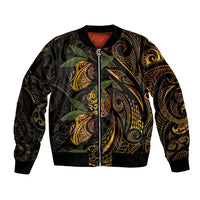 Hawaiian Mango Tribal Tattoo Bomber Jacket Gold Pacific Traditional Pattern