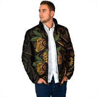Hawaiian Mango Tribal Tattoo Padded Jacket Gold Pacific Traditional Pattern