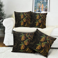 Hawaiian Mango Tribal Tattoo Pillow Cover Gold Pacific Traditional Pattern