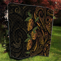 Hawaiian Mango Tribal Tattoo Quilt Gold Pacific Traditional Pattern