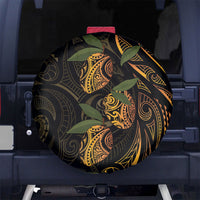 Hawaiian Mango Tribal Tattoo Spare Tire Cover Gold Pacific Traditional Pattern