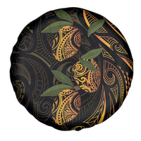 Hawaiian Mango Tribal Tattoo Spare Tire Cover Gold Pacific Traditional Pattern