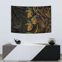 Hawaiian Mango Tribal Tattoo Tapestry Gold Pacific Traditional Pattern