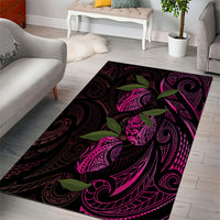Hawaiian Mango Tribal Tattoo Area Rug Pink Pacific Traditional Pattern