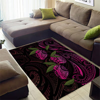 Hawaiian Mango Tribal Tattoo Area Rug Pink Pacific Traditional Pattern