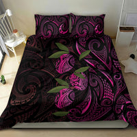 Hawaiian Mango Tribal Tattoo Bedding Set Pink Pacific Traditional Pattern