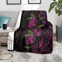 Hawaiian Mango Tribal Tattoo Blanket Pink Pacific Traditional Pattern
