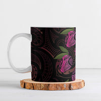 Hawaiian Mango Tribal Tattoo Ceramic Mug Pink Pacific Traditional Pattern
