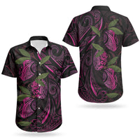 Hawaiian Mango Tribal Tattoo Couples Matching Summer Maxi Dress and Hawaiian Shirt Pink Pacific Traditional Pattern