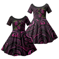 Hawaiian Mango Tribal Tattoo Family Matching Puletasi and Hawaiian Shirt Pink Pacific Traditional Pattern