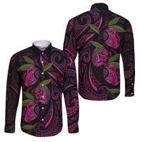 Hawaiian Mango Tribal Tattoo Family Matching Summer Maxi Dress and Hawaiian Shirt Pink Pacific Traditional Pattern
