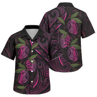 Hawaiian Mango Tribal Tattoo Family Matching Summer Maxi Dress and Hawaiian Shirt Pink Pacific Traditional Pattern