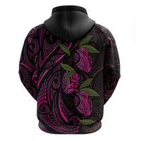 Hawaiian Mango Tribal Tattoo Hoodie Pink Pacific Traditional Pattern