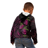 Hawaiian Mango Tribal Tattoo Kid Hoodie Pink Pacific Traditional Pattern