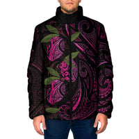 Hawaiian Mango Tribal Tattoo Padded Jacket Pink Pacific Traditional Pattern