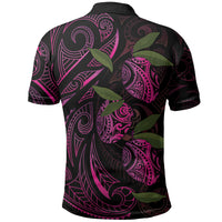 Hawaiian Mango Tribal Tattoo Polo Shirt Pink Pacific Traditional Pattern