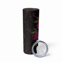 Hawaiian Mango Tribal Tattoo Skinny Tumbler Pink Pacific Traditional Pattern
