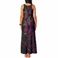 Hawaiian Mango Tribal Tattoo Tank Maxi Dress Pink Pacific Traditional Pattern
