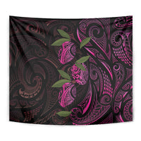 Hawaiian Mango Tribal Tattoo Tapestry Pink Pacific Traditional Pattern