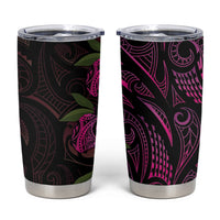 Hawaiian Mango Tribal Tattoo Tumbler Cup Pink Pacific Traditional Pattern