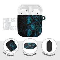 Hawaiian Mango Tribal Tattoo AirPods Case Teal Pacific Traditional Pattern
