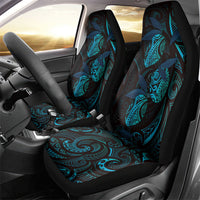 Hawaiian Mango Tribal Tattoo Car Seat Cover Teal Pacific Traditional Pattern