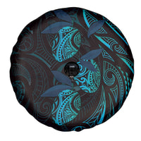 Hawaiian Mango Tribal Tattoo Spare Tire Cover Teal Pacific Traditional Pattern
