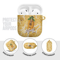 Hawaiian Mango Ukulele AirPods Case Retro Yellow Hibiscus Pikake Lei