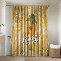 Hawaiian Mango Ukulele Bathroom Set Retro Yellow Hibiscus Pikake Lei