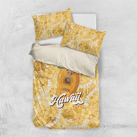 Hawaiian Mango Ukulele Bedding Set Retro Yellow Hibiscus Pikake Lei