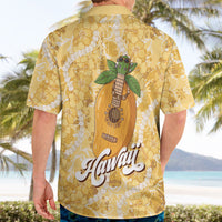Hawaiian Mango Ukulele Hawaiian Shirt Retro Yellow Hibiscus Pikake Lei