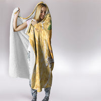 Hawaiian Mango Ukulele Hooded Blanket Retro Yellow Hibiscus Pikake Lei