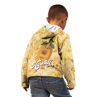 Hawaiian Mango Ukulele Kid Hoodie Retro Yellow Hibiscus Pikake Lei