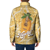 Hawaiian Mango Ukulele Padded Jacket Retro Yellow Hibiscus Pikake Lei