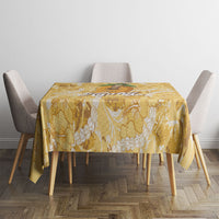 Hawaiian Mango Ukulele Tablecloth Retro Yellow Hibiscus Pikake Lei