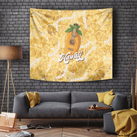 Hawaiian Mango Ukulele Tapestry Retro Yellow Hibiscus Pikake Lei