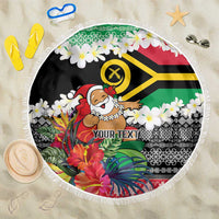 Personalised Vanuatu Joyeux Noel Beach Blanket Proud To Be a Ni-Van Sand Drawing Art - Polynesian Pride