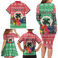 Personalised Vanuatu Joyeux Noel Family Matching Long Sleeve Bodycon Dress and Hawaiian Shirt Proud To Be a Ni-Van Sand Drawing Art - Polynesian Pride