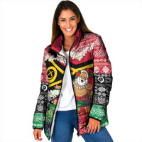 Personalised Vanuatu Joyeux Noel Padded Jacket Proud To Be a Ni-Van Sand Drawing Art - Polynesian Pride